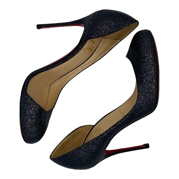 Christian Louboutin Helmour 100 Glitter D’Orsay Stiletto Pumps Size 36.5 - Picture 4 of 8